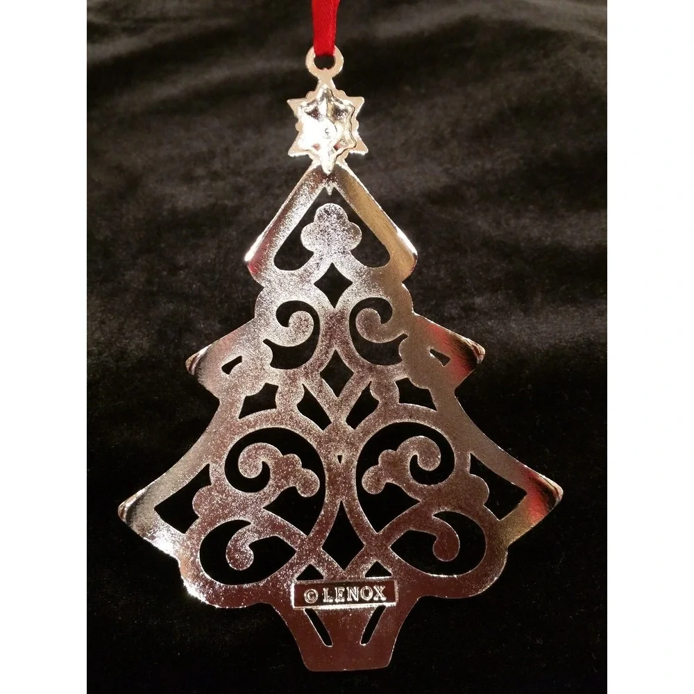 Vintage Lenox Sparkle & Scroll Clear - Silver Christmas Tree Ornament
